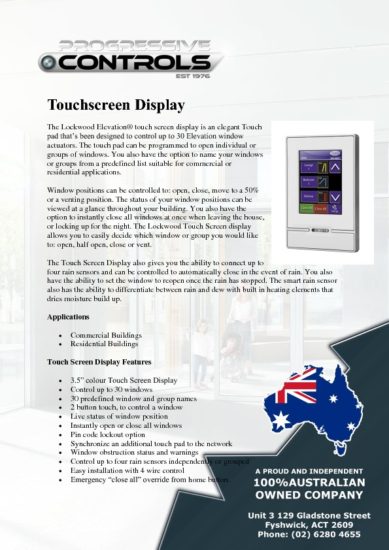 Elevation Electric Window Control System – Progressive Controls